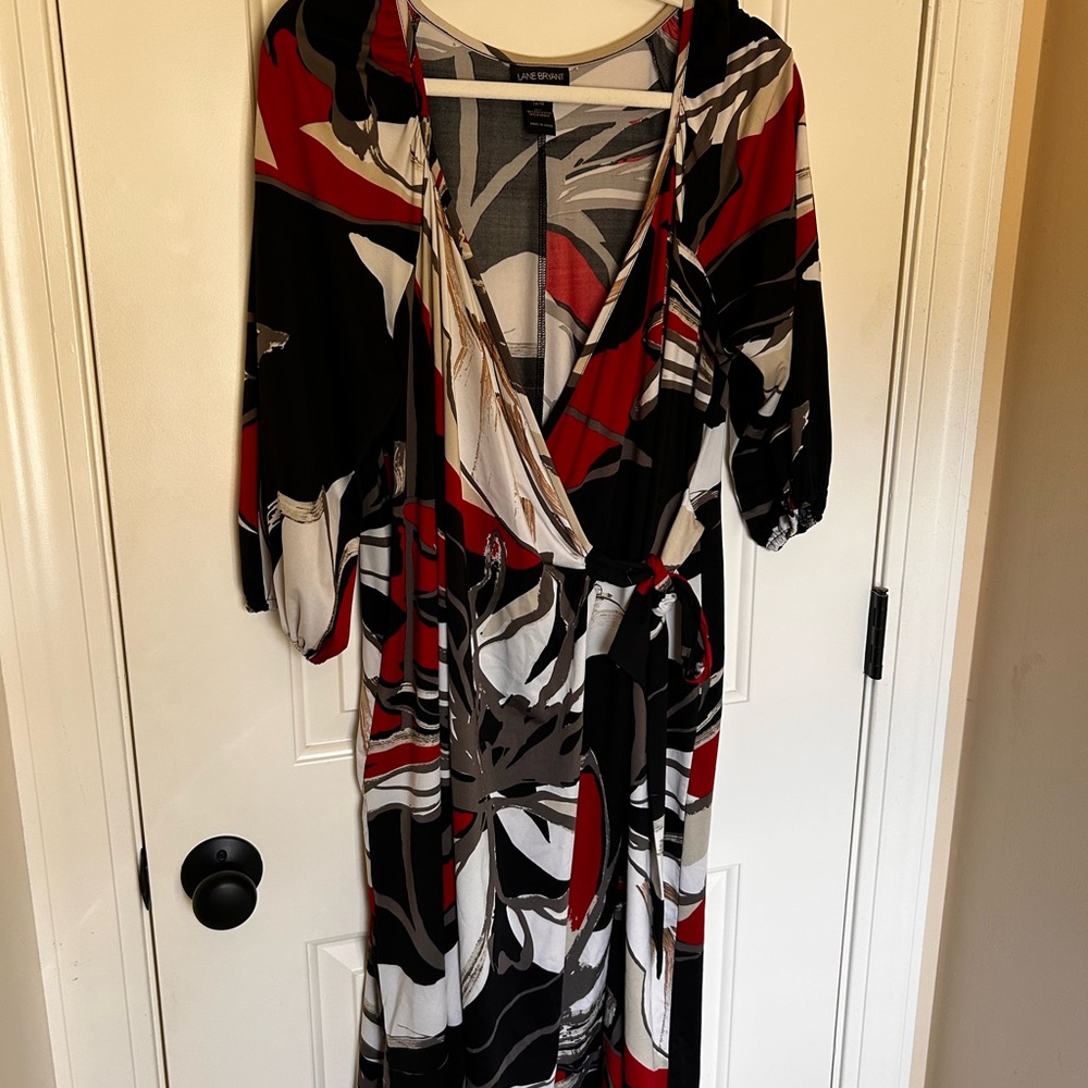 Lane Bryant Red and Black Patterned Dress